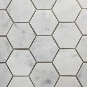 Carrara Honed Hexagonal 70mm